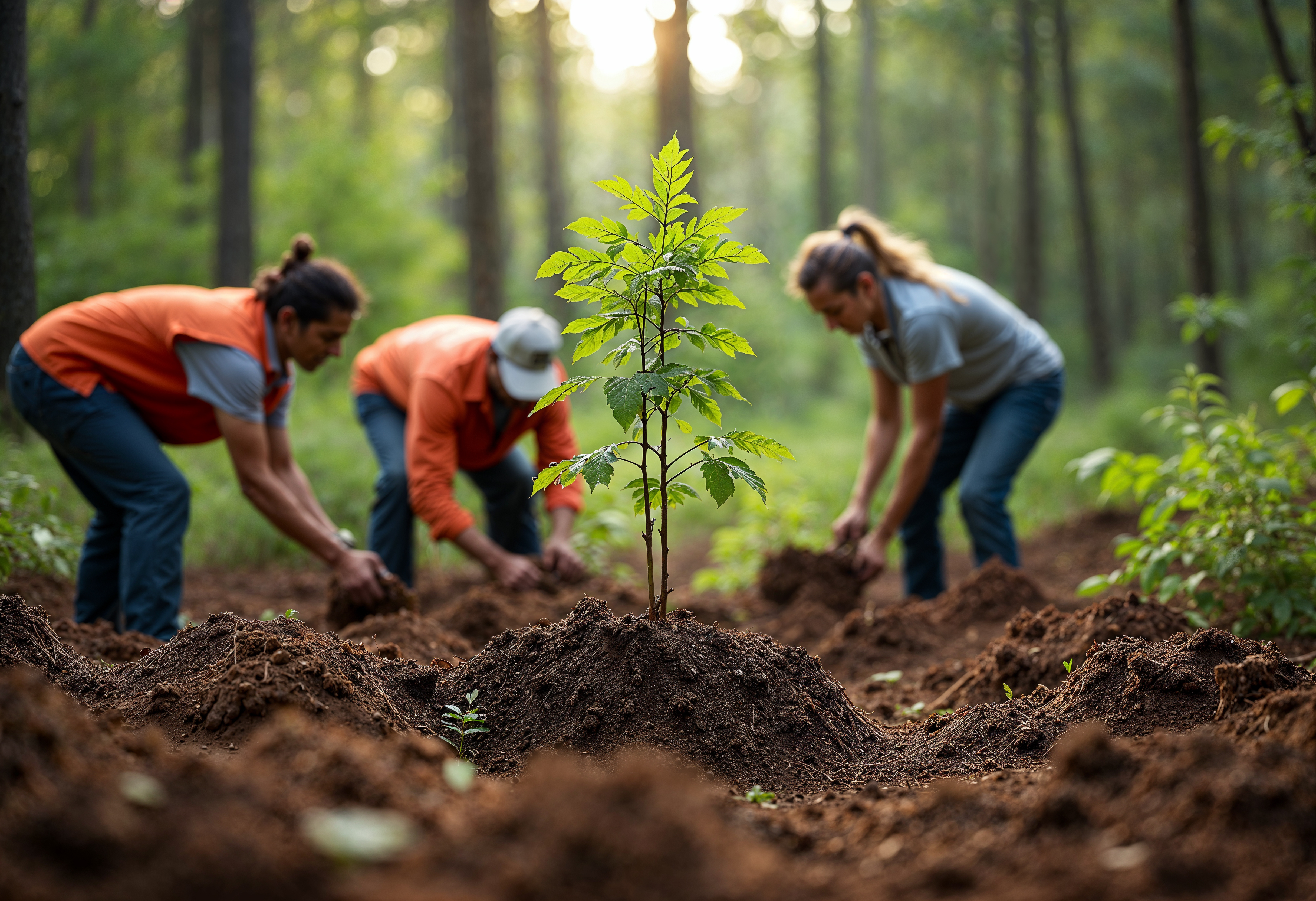 Team planting trees — One Placement, One Tree