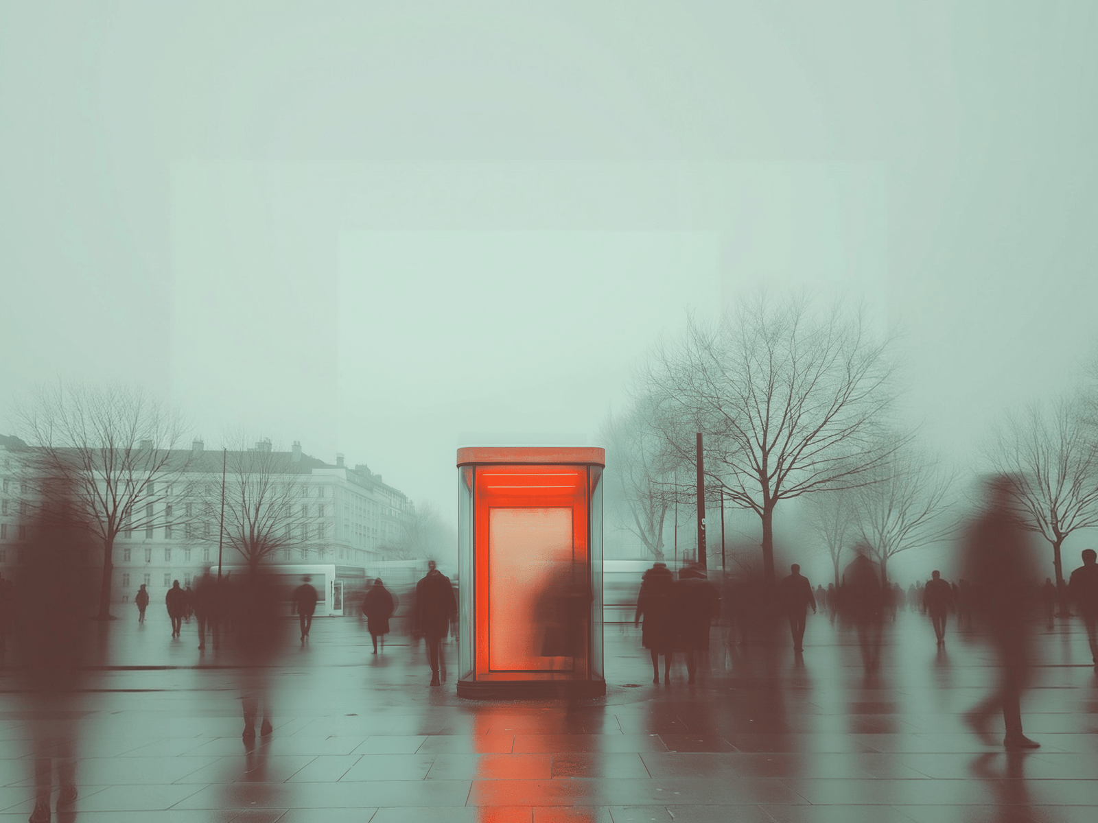 Glowing Red Phone Booth-2